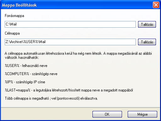 Fájlok mentésének beállítása