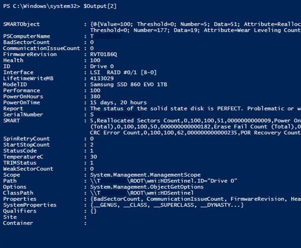 Hard Disk Sentinel Pro and Powershell example
